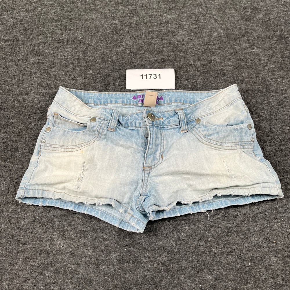 Arizona Jeans Co Bermuda Shorts Womens 7 Blue Denim Cotton Stretch Distressed